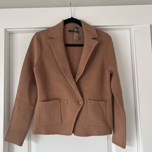 Tahari Knit Camel Double Breasted Blazer Size S